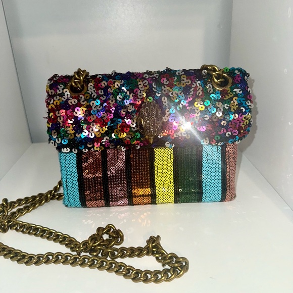 NWOT Kurt Geiger Rainbow Sequin Chain Shoulder Bag – Statement Piece - Picture 15 of 16